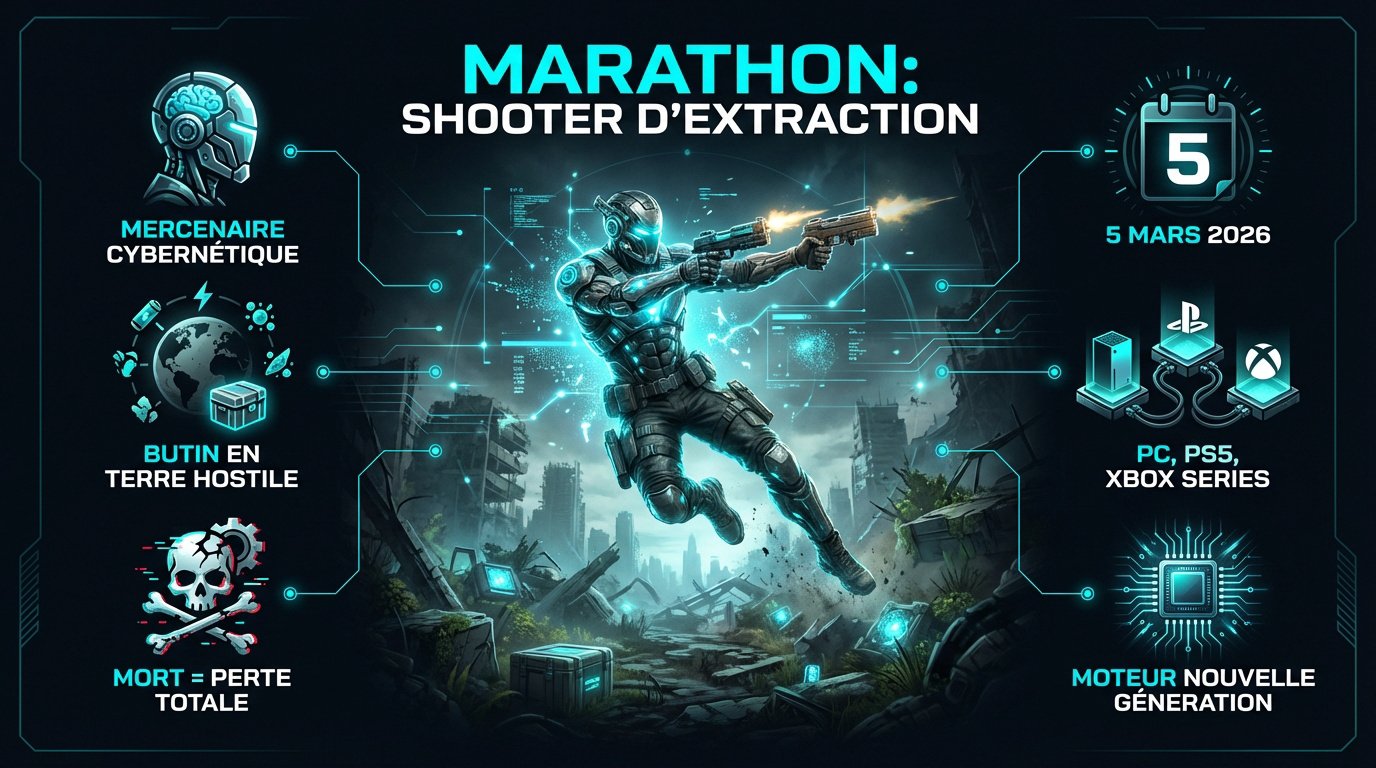 Infographie du jeu Marathon de Bungie présentant les Runners sur Tau Ceti IV